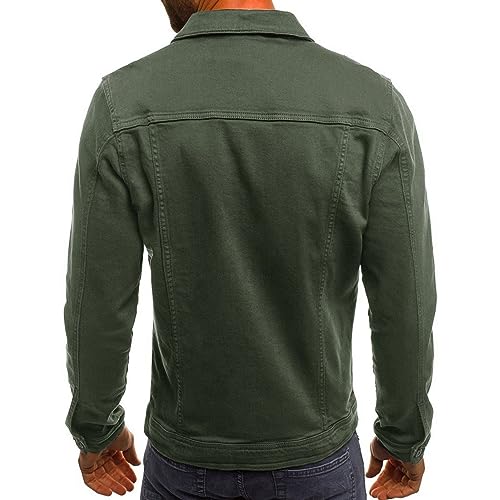 Image of Lu's Chic Men's Shirt Jacket Soft Trucker Long Sleeve Cotton Shacket Fall Classic Button Casual Western