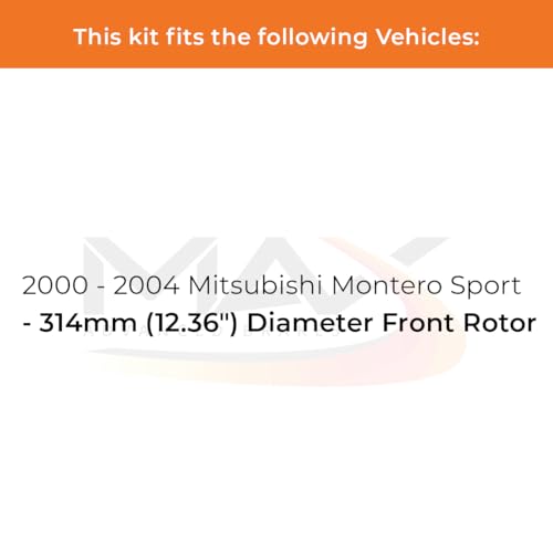 Image of Max Advanced Brakes Front & Rear Brake Kit Compatible With 2000-2003 2004 Mitsubishi Montero Sport w /12.36 inch Fr Rotor Replacement Premium OE Disc Brake Rotors and Ceramic Brake Pads