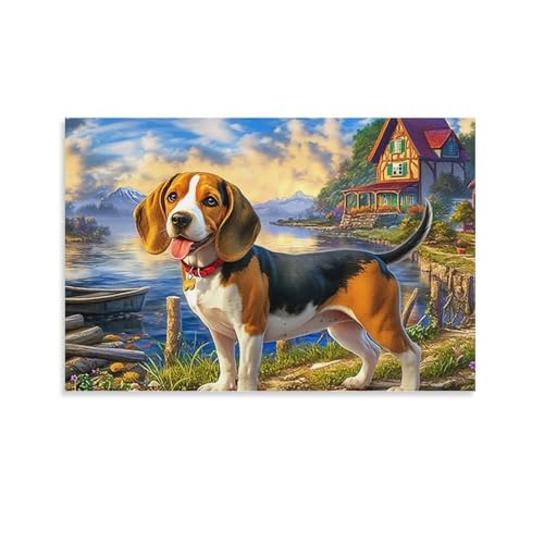 Cuadros decoracion salon modernos lienzo Beagle 50x75cm pinturas murales y posters dormitorio