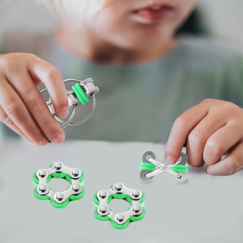 Fahrradkette, Fidget-Spielzeug-Set, 6 Rollenkette und Schlüsselkette für ADHS, ADD, Autismus, Angstlinderung für Erwachsene und Jugendliche