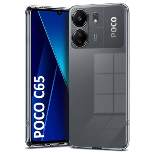 Image of Fashionury Shockproof Back Case Cover for Poco C65 | Raised Bumps for Camera & Screen Protection | Ultra Clear Soft Silicone Back Cover Case for Poco C65