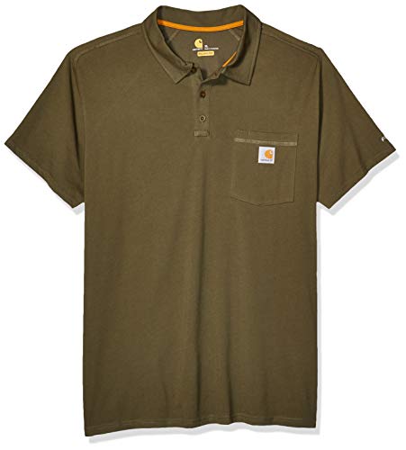 Carhartt Men's Force Cotton Delmont Pocket Polo (Regular and Big & Tall Sizes), Moss, X-Large