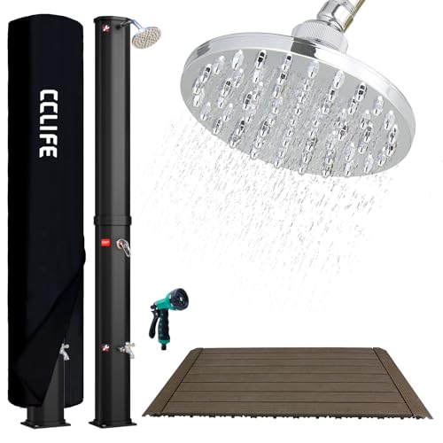 CCLIFE Solardusche 35L mit Bodenplatte und Handbrause Solar...