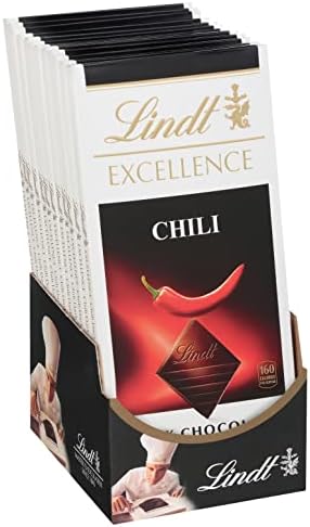 Lindt EXCELLENCE Chili Dark Chocolate Bar, Mother's Day Chocolate, 3.5 oz. (12 Pack)