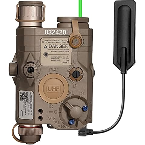 ACTIONUNION Airsoft PEQ-15 Pro IR Laser + UHP Visible Green Laser + White LED Flashlight (Tan) Cover