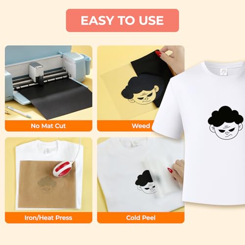 Image of HTVRONT Smart Iron On Vinyl, White HTV - 13 inch x 3FT Heat Transfer Vinyl - HTV Vinyl Compatible with Cricut Maker & Explore - Matless Cutting for Long Cuts, Easy to Cut & Weed for Heat Transfer Design