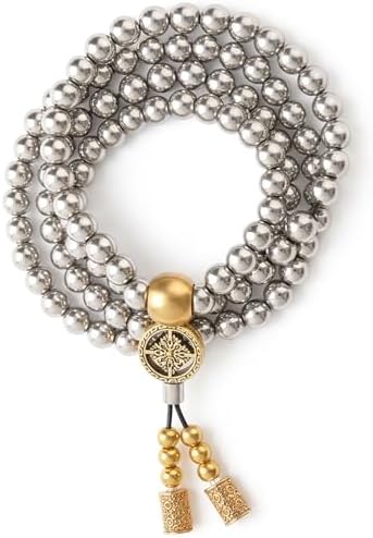 Outdoor Full Steel Martial Arts 108 Buddha Beads Necklace (108 Beads)