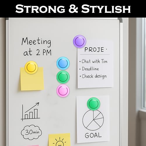 Image of Eduway Multicolor Transparent Round Magnetic Buttons | Strong Office & Home Magnets | Fridge, Magnetic Whiteboard & Craft Use | Set of 10