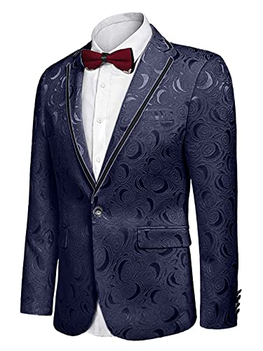 Men's Floral Paisley Suit Jacket Notch Lapel One Button Tuxedo Business Casual Blazer