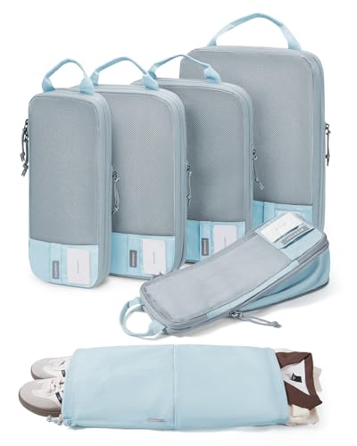 BAGSMART 6 Set Compression Packing Cubes for Travel, Lightweight Luggage Organizer Bags, Durable Space Saver Bags Travel Essentials