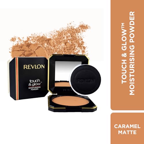 Image of REVLON Touch And Glow Moisturising Compact For Women, All Skin Powder - Caramel Matte (12g)