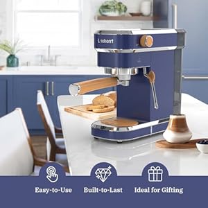 Laekerrt 20 Bar Espresso Maker CMEP01 with Milk Frother Steamer Home Expresso Coffee Machine for Cappuccino and Latte Navy Blue Stainless Steel Gift for Coffee Lovers Father