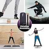 KM-Fit Balance Board | Balancebrett aus Holz | Indoor Skateboard Indoorboard | Surfboard, Surfbrett für Koordinationstraining | Kraft- & Gleichgewichtstrainer | Indoor-Surfen & Skaten