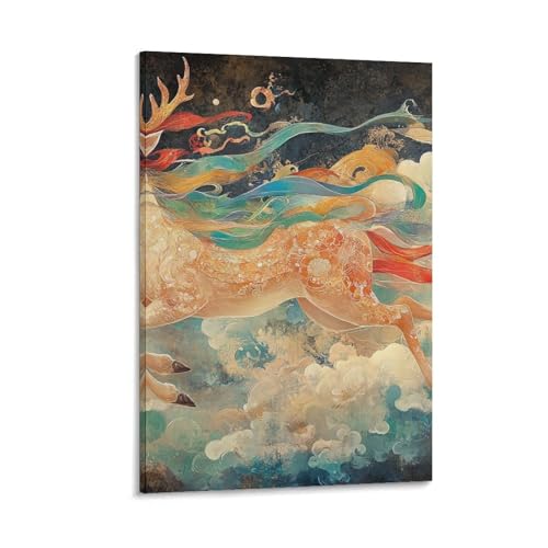 Peintures sur toile Dieu cerf 20x30inch pour décoration murale chambre
