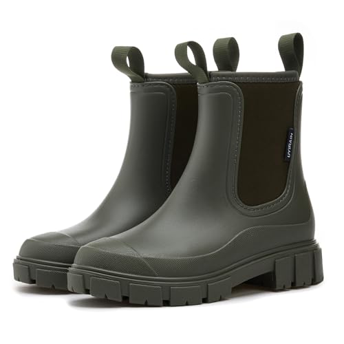 AONEGOLD Wasserdicht Gummistiefel Damen Anti-Rutsch Atmungsaktiv Boots Mode Regenstiefel Stiefeletten Gartenschuhe Gummistiefeletten