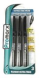 Promarx Ultra Fine Pens, 0.5mm, 3 Count - Black (Pack of 3), Specially Formulated Ink, Precise and Vivid Lines