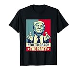Here To Crash The Party Trump Flipping Off USA American Flag T-Shirt