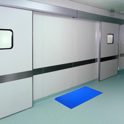 Image of PATIKIL Sticky /Remove Dust Dirt from Shoes Equipment Wheels Adhesive Mat for Cleanroom Laboratory Construction Home Entrances Warehouse, 300 Sheets 36 inchL x 18 inchW, Blue