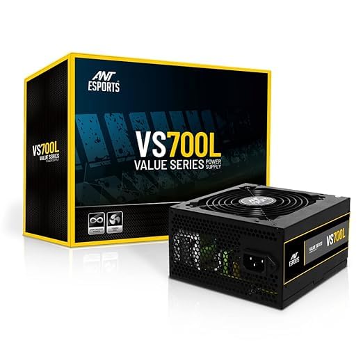 (Refurbished) AntEsports VS700L Non Modular High Efficiency Gaming Power Supply/PSU with 1 x PCIe and 120mm Silent Fan - Black (B0DC58C94B) Amazon Price History, Amazon Price Tracker