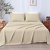LONAVA Twin Sheet Set 3 Pieces,Beige Ultra Soft & Breathable Microbifer Sheets, 1600 Thread Count Hotel Luxury Oeko-Tex Bed Sheets, 14-16 Inch Deep Pocket Durable Wrinkle Free Sheets