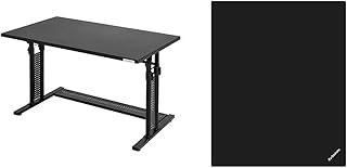 Bauhutte バウヒュッテ PCデスク 昇降式 幅100cm×奥行60cm BHD-1000M ブラック & デスクごとチェアマット BCM-160BK ブラック 特大サイズ160×130cm 厚さ1.5mm BCM-160BK【セット買い】