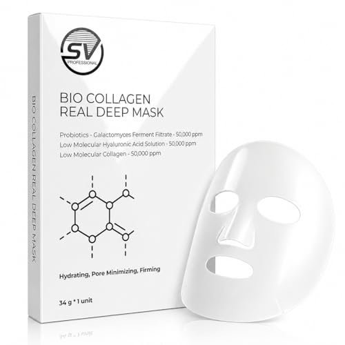 Image of Bio Collagen Face Mask | Sheet Mask | Overnight Mask | Korean Glass Skin Face Mask Sheets for Deep Hydration, Pore Minimizing, Firming & Moisturizing | Paraben-Free | For All Skin Types - 1 Piece | 34g