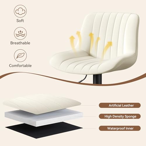 Image of Nalupatio Bar Stools Set of 2, Adjustable Modern Swivel Bar Stools with Backs, Counter Height Performance Fabric Island Chairs for Home Kitchen, Off-White
