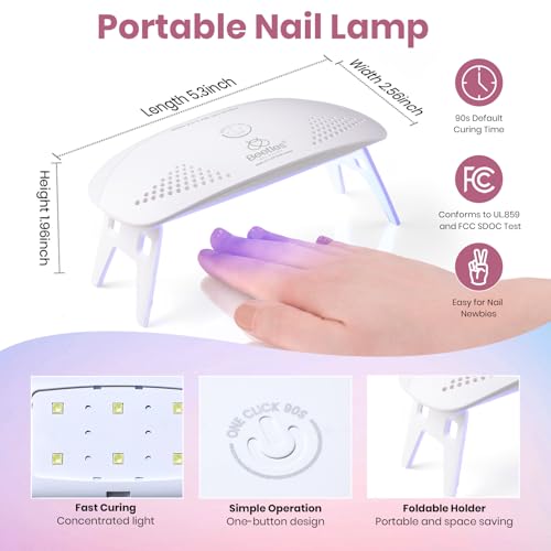 Image of Beetles Gel Nail Polish Kit with U V Light - 16 Pcs 8 Color Gel Polish Starter Kit Pink Nude Purple Grey Glitter Color Gel and Base & Top Coat Soak Off DIY Kit Manicure Gifts for Women