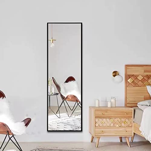 Foto von FANYUSHOW Großer Standspiegel mit Metallrahmen 150x40cm Ganzkörperspiegel mit Schwarz Wandspiegel für Wohn-, Schlaf- und Ankleidezimmer, Lehnspiegel