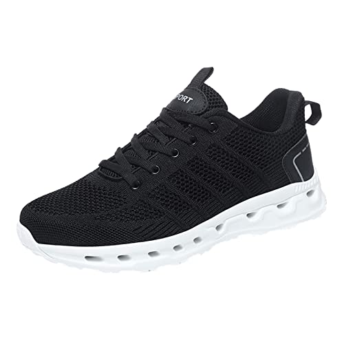 Zapatillas de correr transpirables para hombre, zapatillas de malla ligeras, zapatos de senderismo con suela acolchada, zapatos deportivos antideslizantes, diseño de cordones elegantes, versátiles