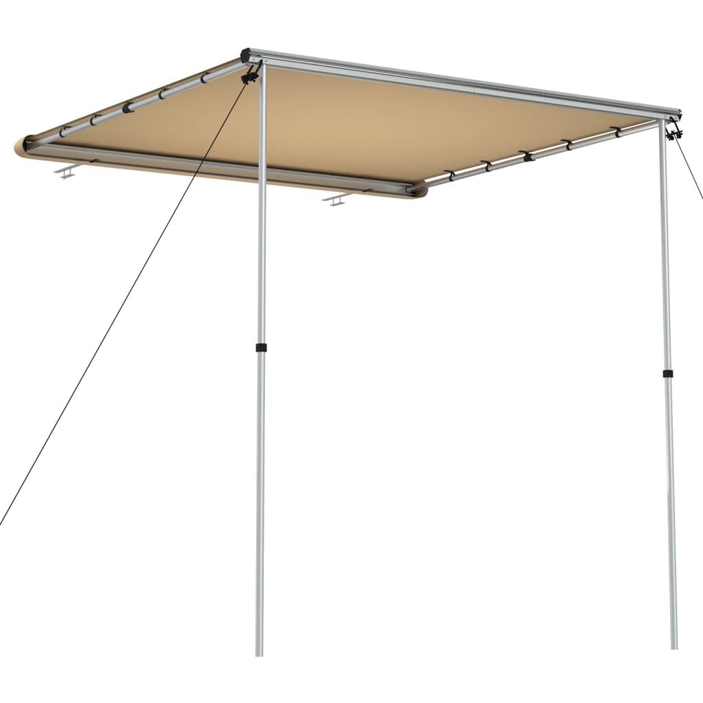 Beige Caravan Awning, x x m, Aluminum Frame, Polyester PVC, UV Protection, Waterproof Storage Bag, for Camping, Outdoor Trips, Festivals