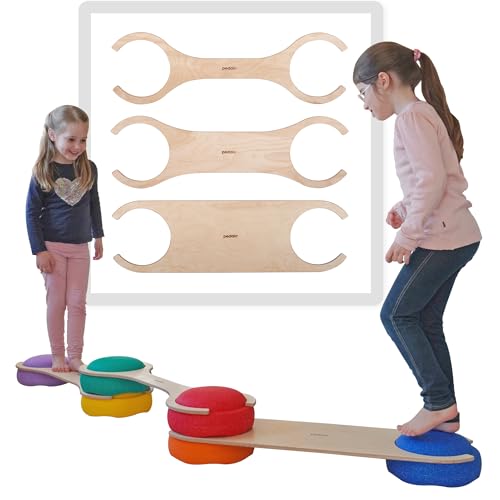 Pedalo Stapelbaustein Balanciersteg I Geschicklichkeit I kreativer Spielspaß I Kombinierbar mit Stapelstein I Bewegungslandschaften I Balance I bauen (Natur Schmal)