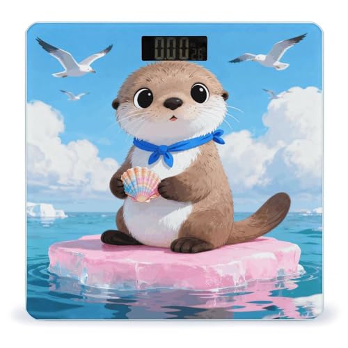 Báscula de baño digital Sea Otter con pantalla LCD y base antideslizante miniatura 1