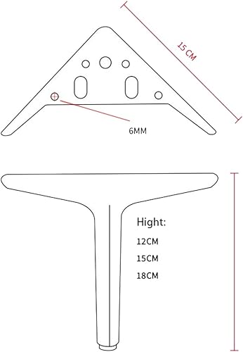 Miniatura 5 de Patas de muebles negras de 6 pulgadas de metal resistente para sofá, sofá, tocador, banco, gabinete, juego de 4