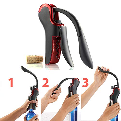 KEISSCO Wine Opener Compact Vertical Corkscrew Wine Bottle Opener with Built-in Foil Cutter - Thumbnail 5
