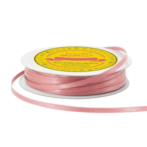 Image of Double Face Dusty Pink Satin Thin Ribbon 1 /8 inch X 50 Yards Polyester Dusty Rose Ribbon for Gift Wrapping Very Suitable for Weddings Party Hair Bow Invitation Decorations and More
