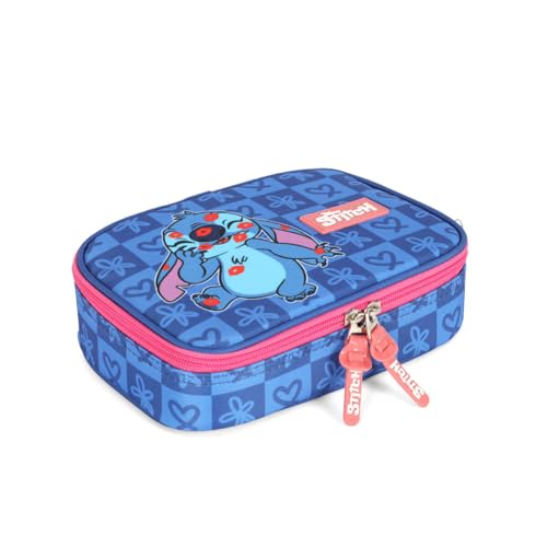 Mochila Infantil Rodinha Stitch com Lancheira e Estojo Azul