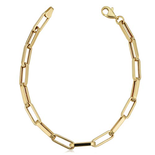 Kooljewelry 14K Yellow Gold Capsule Paperclip Chain Bracelet (4.4 Mm, 7.5 Inch) #TOP10