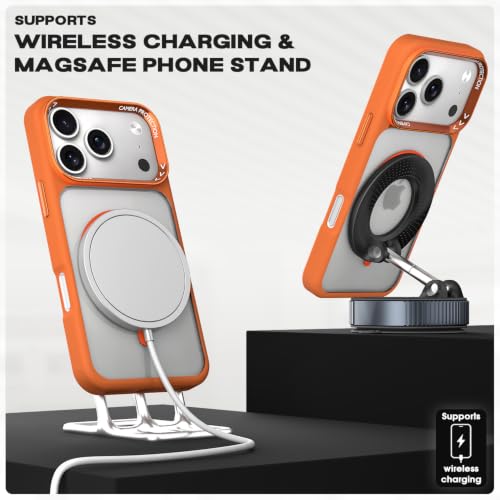 Image of Pikkme Back Cover for iPhone 17 Pro | Shockproof | Mag-Safe Compatible | Hard Transparent Back | Premium Raised Camera Protection | Bumper Case (Orange Mag-Safe)