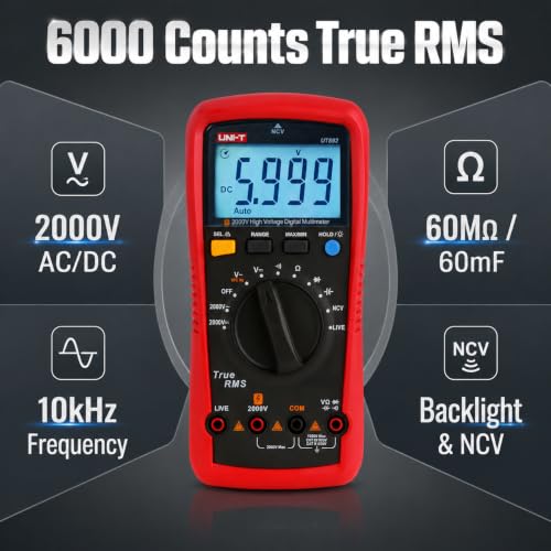 Image of UNI-T UT892 2000V AC /DC High Voltage Digital Multimeter Features VFC Mode Built-in NCV 6000 Counts True RMS By Skyking
