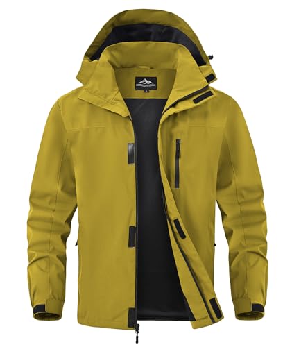 Image of Zoofly Mens Waterproof Hiking Jacket with Hood Windproof Light Weight Windbreaker Outdoor Fishing Raincoat Zipper Pockets