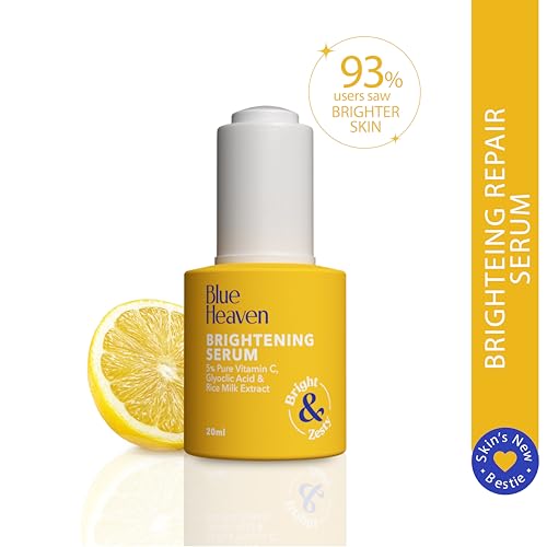 Image of Blue Heaven Brightening 5% Vitamin C Face Serum for Brightening & Glowing Skin | Improves Hydration & Reduces Blemishes | Face Serum for Men and Women, 20ml