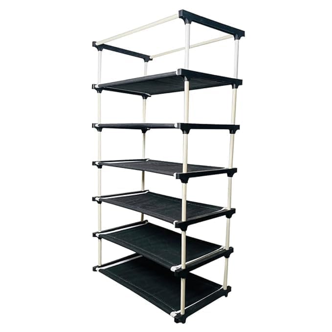 Image of 6 Layer Plastic Shoe Rack | Space Saving Multi Tier Shoe Stand Organizer for Home, Bedroom & Entryway | Durable Waterproof DIY Footwear Storage Rack for Men Women & Kids (Blue)