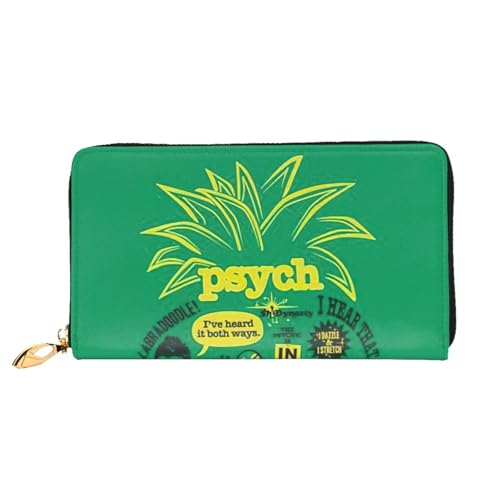 Portefeuille zippé grand format en cuir imprimé Psych Pineapple