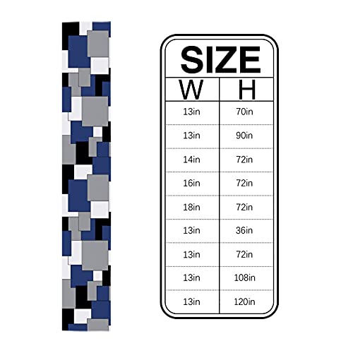 Color Block Table Runner 13X90Inch Long, Anti-Slip Cotton Linen Table Runenrs, Rectangle Tabletop Decoration For Kitchen Holiday Party Home Decor Abstract Geometric Navy Blue Black Gray Patchwork #TOP5