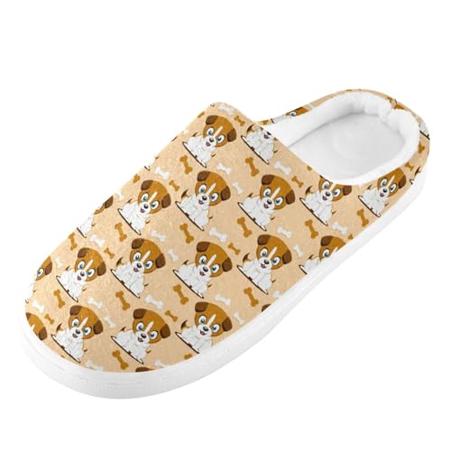 Soft Cute Dog Bone Orange House Slippers for Woman Men,Fuzzy Slippers Cozy Memory Foam House Shoes Gifts for Women Men Size 14/15 23020692