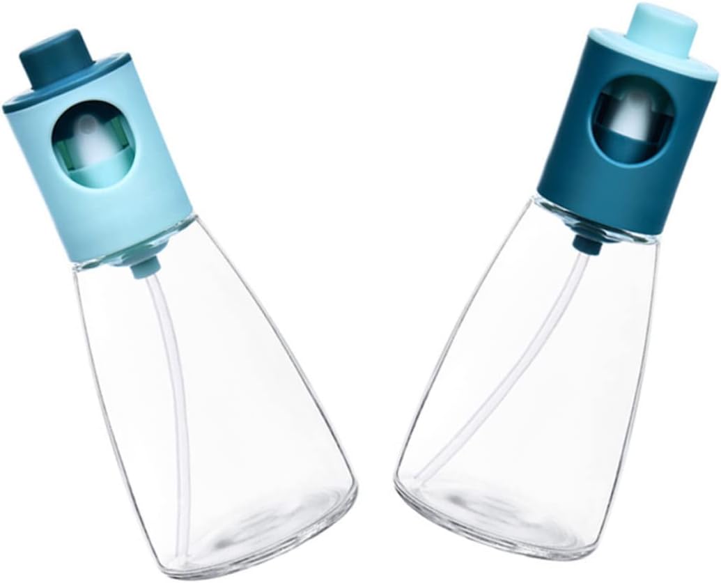 PRETYZOOM 2Pcs Olive Oil Spray Bottle Kitchen Glass Oil Dispenser Press Type Sprayer for Barbecue Salad and Air Fryer