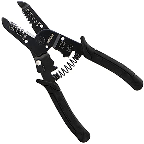 DOWELL Wire Stripping Tool Wire Strippers 10-20 AWG 7 Inch with Wire Crimper Cutter Bolt Cutter All-in-One Multifunctional