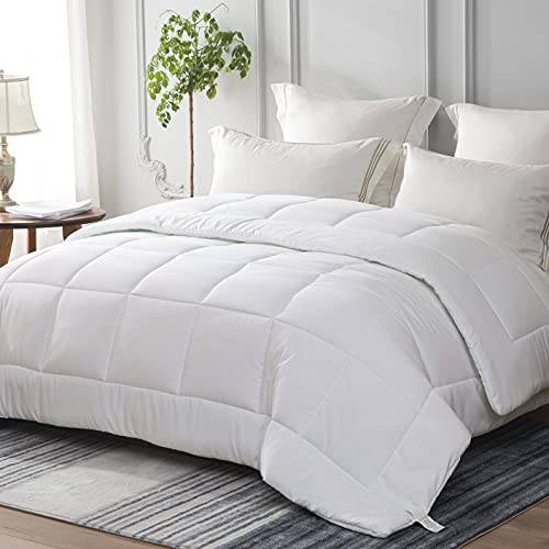 Yebeda Couette 4 Saisons, Couette en Microfibre, Couette été, Blanc, 200x200 cm, Chaude, Hypoallergénique, pour Les Personnes Allergiques Cover