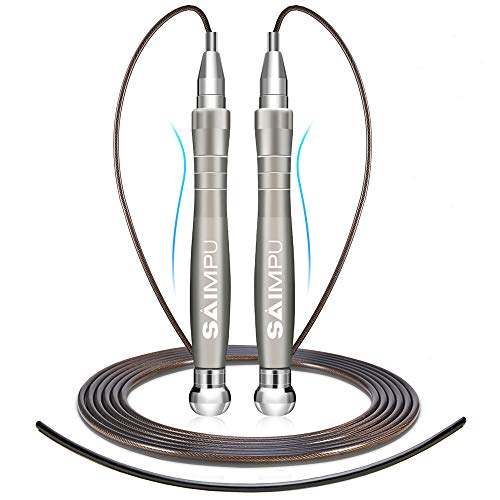 Springseil - Speed Jump Rope mit selbstsichernden und gewichteten Stangen, Aluminiumgriffen